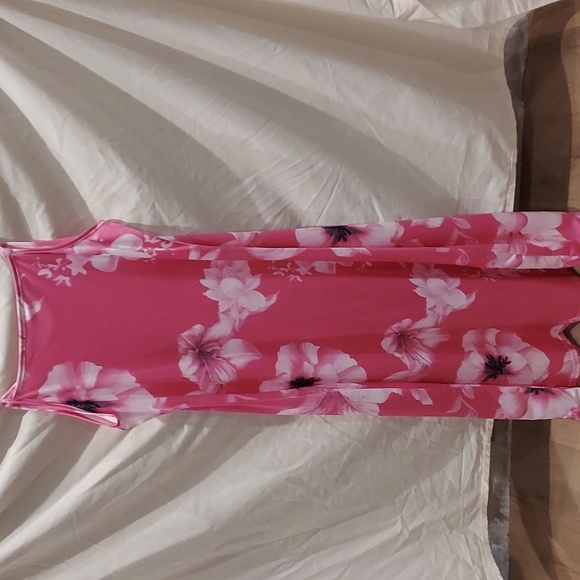 Pretty in Pink Adjustable Spaghetti Strap Maxi Dress with Floral Print Size 2x - Picture 5 of 8